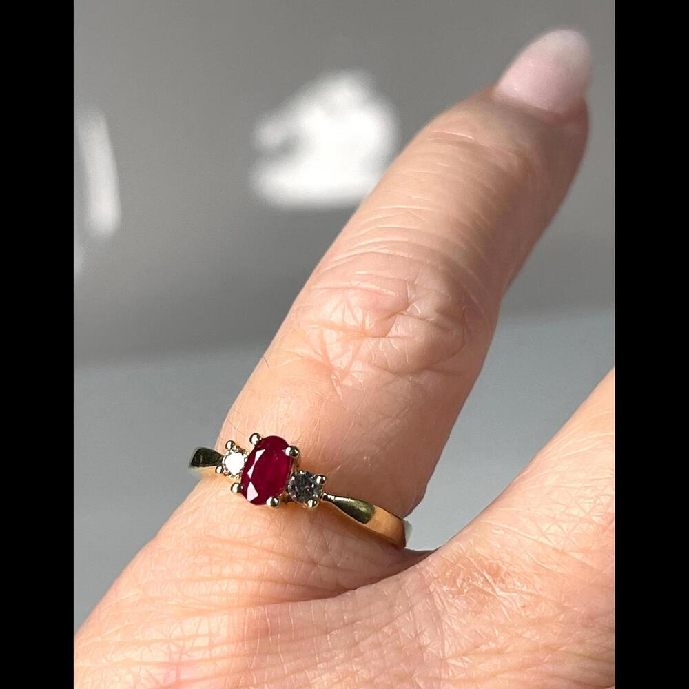 Ruby Ring 14k Ruby Engagement Ring Diamond Gold O… - image 7